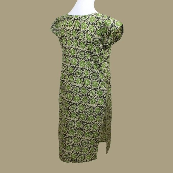 Cream Black and Green Printed Cotton Kurta | Muvvas Boutique - Picture 3 of 6